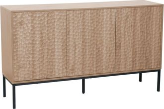 Oviala Aparador moderno rectangular de 3 puertas L147 cm madera clara