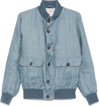 Barba Bomber in lino - Blu