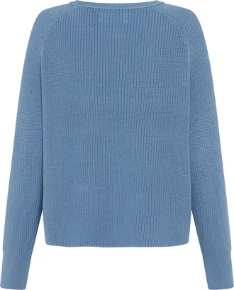 Marc O'Polo Strickpullover MARC OPOLO, Damen, Gr. XL, fall sky, Strick, Obermaterial: 100% Baumwolle, Rundhals, B&uuml;ndchen, Pullover Strickpullover