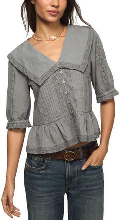 Lucky Brand Lace Peplum Top in Tradewinds at Nordstrom, Size Xx-Large