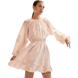 Cynthia Rowley Silk Lurex Dolman Sleeve Mini Dress in Pink at Nordstrom, Size X-Small