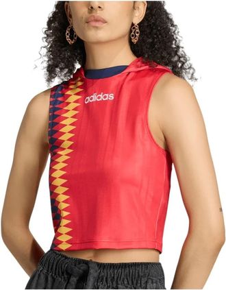 adidas Spain Reconstructed Bringback Crop Top - Dames - Outdoor shirts - Rood - L - Polyester - Fitness