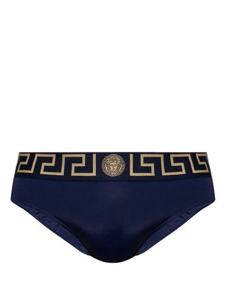 Versace Navy Blue Stretch Cotton Swim Briefs