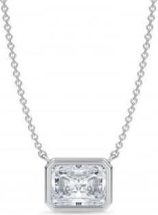 Allurez Radiant Lab Diamond Solitaire Pendant Necklace 14K White Gold (2.00ct)