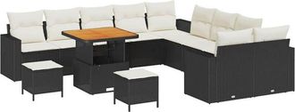 vidaXL Conjunto De Sof&aacute; De Jard&iacute;n 13 Pcs Negro Y Crema 80 X 80 X 71 Cm Vidaxl