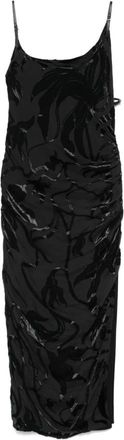 MUGLER Velvet Buckle Midi Dress - Dames - Casual kleedjes - Zwart - S - Kleedjes