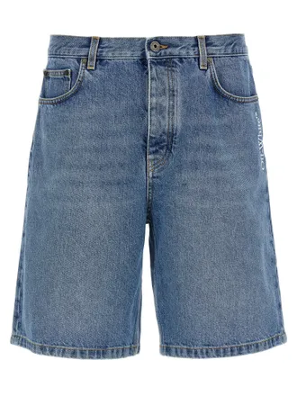 Off-white Blue Cotton Bermuda Mens Shorts