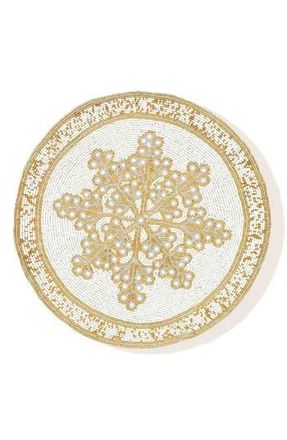 Tiramisu Gilded Snowflake Set of 3 Beaded Placemats in Gold/White at Nordstrom Rack