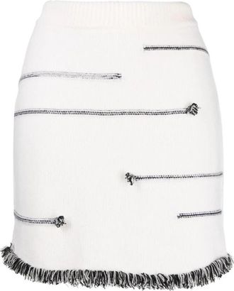 Sonia Rykiel Witte Wol Kasjmier Casual Mini Rok - Dames - Korte rokken - Wit - L - Wol - Rokken