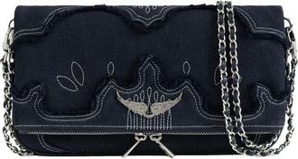 Zadig&Voltaire Rock Denim Clutch in Silent at Nordstrom
