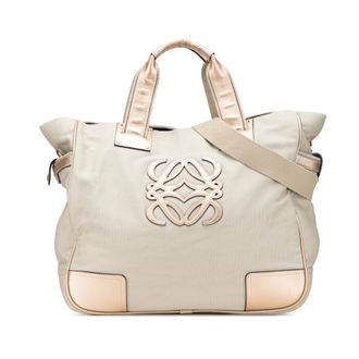 Loewe Canvas Schoudertas met Leren Afwerking