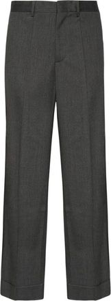 Maison Margiela Broeken, Heren, Grijs, M, Wol, Wijde been wollen broek donkergrijs