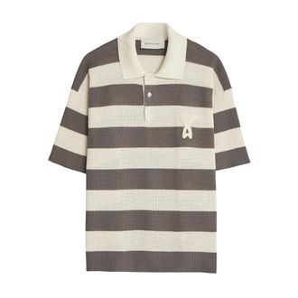Ami Ajour&eacute; Stripped Knitted Polo - male - Ami Paris - Polo Shirts - Multicolor - XS - Tops