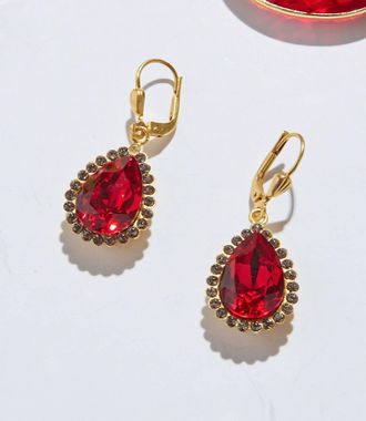 La Vie Parisienne Womens Teardrop Crystal Earrings In Red