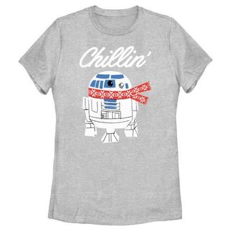Star Wars Womens Star Wars Christmas Chillin R2-D2 Graphic T-Shirt in Athletic Heather at Nordstrom, Size X-Large