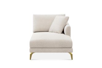 Castlery Lena Right Chaise Sofa Customized, (Performance Boucle) Cream (Brass Legs), Spill Resistant, Removable Covers for Sofas by Castlery