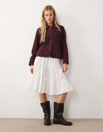Urban Code Giacca stile western bordeaux con frange-Viola