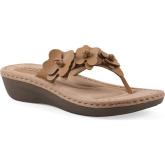 White Mountain Cassilia Mini Wedge Sandal - Wide Width Available in Cashew/Burnished/Smooth at Nordstrom Rack, Size 9.5