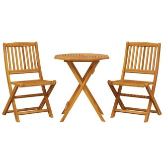 Berkfield Home 3 Piece Folding Bistro Set Solid Wood Acacia in Brown