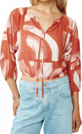 Bella Dahl Tie Up Pullover Top In Abstract Art Print