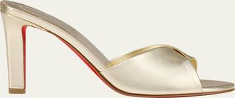 Christian Louboutin 85mm Fanny Metallic Leather Slide Sandals