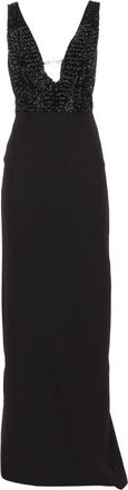 Elisabetta Franchi Maxi-jurk met paillettenlijfje - Dames - Avondkleed - Zwart - M - Pailletten - Kleedjes