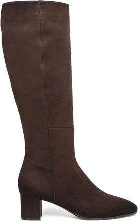 Santoni 50mm suede mid-heel boots - women - Calf Leather/Lamb Skin/Goat Skin/Rubber/Calf Leather - 39 1/2 - Brown