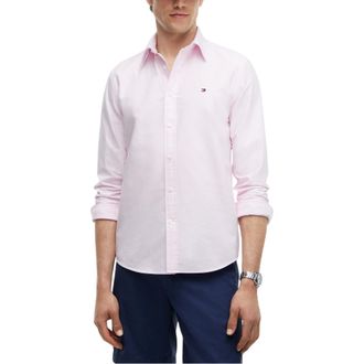 Tommy Hilfiger Mens Oxford Shirts Ithaca Stripe Regular Long Sleeve Cotton Shirt - Pink - Size X-Small