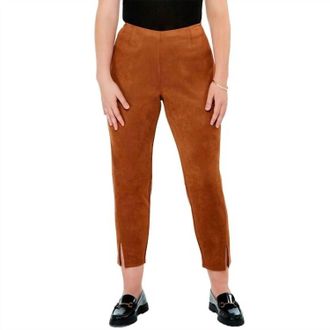 Nic+Zoe Seams Suede Slim Pant In Toffee