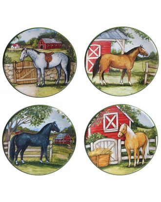 Certified International Set Of 4 Clover Farm Canape Plates