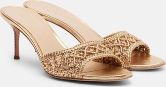 Veronica Beard Woven metallic leather mules