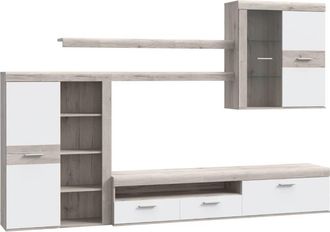 Home Heavenly Mueble sal&oacute;n 300x200 cm 4 m&oacute;dulos blanco y roble arena