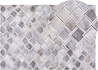 Beliani Rug AGACLI Grey 140 x 200 cm Leather