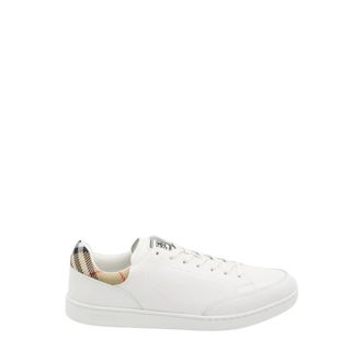 Burberry Schoenen, Heren, Wit, 44 EU, Leer, Leren Sneakers met Iconische Check Detail