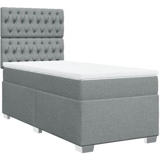 vidaXL Vidaxl - Cama Box Spring Con Colch&oacute;n Tela Gris Claro 90x190 Cm