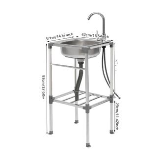 OEM Fregadero Individual Independiente Con Grifo De Agua Fr&iacute;a Y Caliente, Color Plata