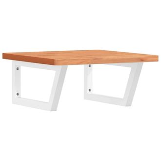 Berkfield Home Basin Shelf Wall Mounted Steel & Solid Wood Beech in Brown