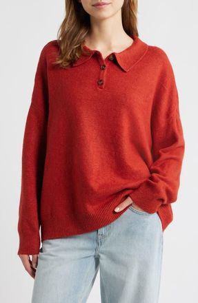PacSun Jesse Knit Polo Sweater in Rust at Nordstrom, Size Xx-Small