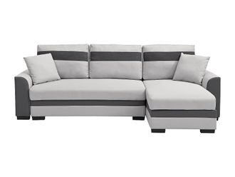 VENTE-UNIQUE.COM Sof&aacute; rinconera piel sint&eacute;tica 4 plazas gris claro 242x135cm