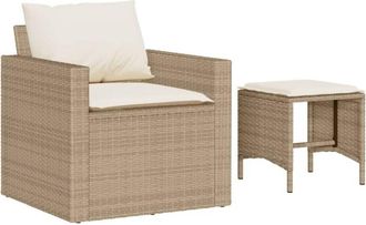 vidaXL Juego De Sof&aacute;s Jard&iacute;n Con Cojines 4 Pzas Rat&aacute;n Sint&eacute;tico Beige Vidaxl