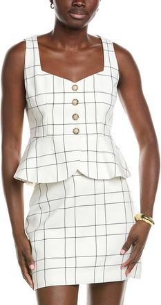 Kenneth Cole Windowpane Plaid Curved Peplum Vest