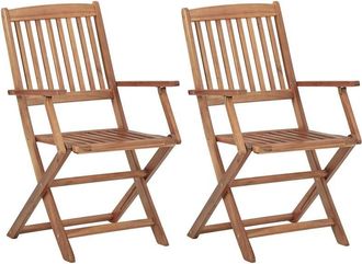 vidaXL Vidaxl - Folding Outdoor Chairs 2 pcs Solid Acacia Wood