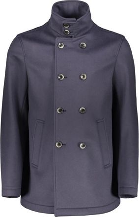 Herno Wol Kasjmier Jas Opstaande Kraag Zakken - Heren - Mantel - Blauw - XL - Wol - Jassen