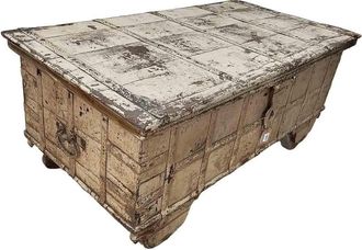 Wanderlust Deco Mesa Ba&uacute;l De Madera Acabado Artesanal Marr&oacute;n 136x71x59 Cm