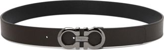 Ferragamo Gancini Lederen Riem met Dubbelzijdig Draagvlak - Heren - Riemen - Bruin - 100 CM - Leer - Accessoires
