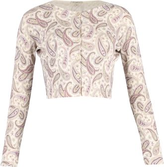 Etro Etro Pre-owned Womens Cropped Paisley Cardigan in Beige Wool Wool (archived) - Size EU 44 (Womens)