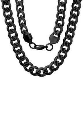 Steeltime Mens Black Ion Plated Curb Chain Necklace at Nordstrom Rack, Size 24