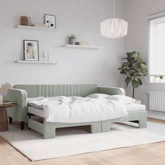 vidaXL Vidaxl - Sof&aacute; Cama Nido Con Colch&oacute;n Terciopelo Gris Claro 90x200 Cm