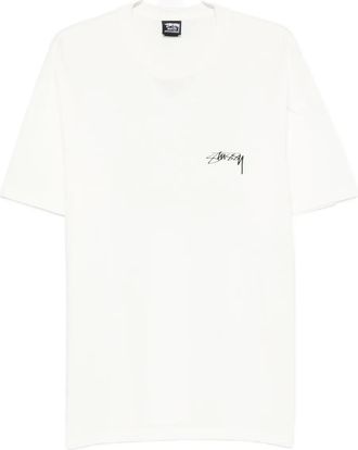 St&uuml;ssy T-shirt met logoprint - Beige