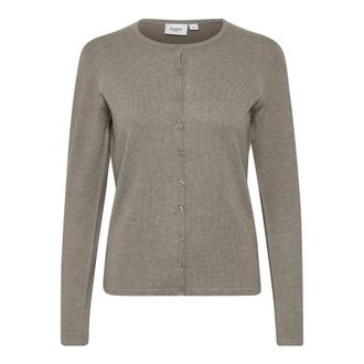 Saint Tropez R-Neck Cardigan Atmos Melange - Dames - Truien - Grijs - Maat: M Viscose